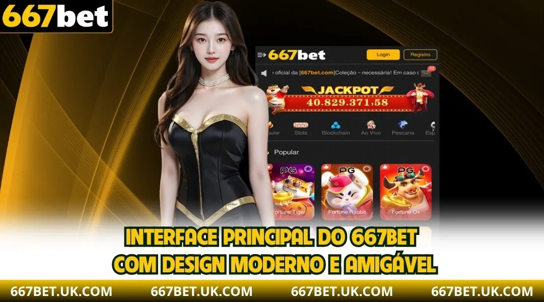 Interface principal do 667BET com design moderno e amigável