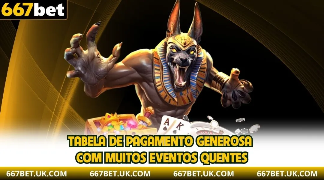 Tabela de pagamento generosa com muitos eventos quentes.